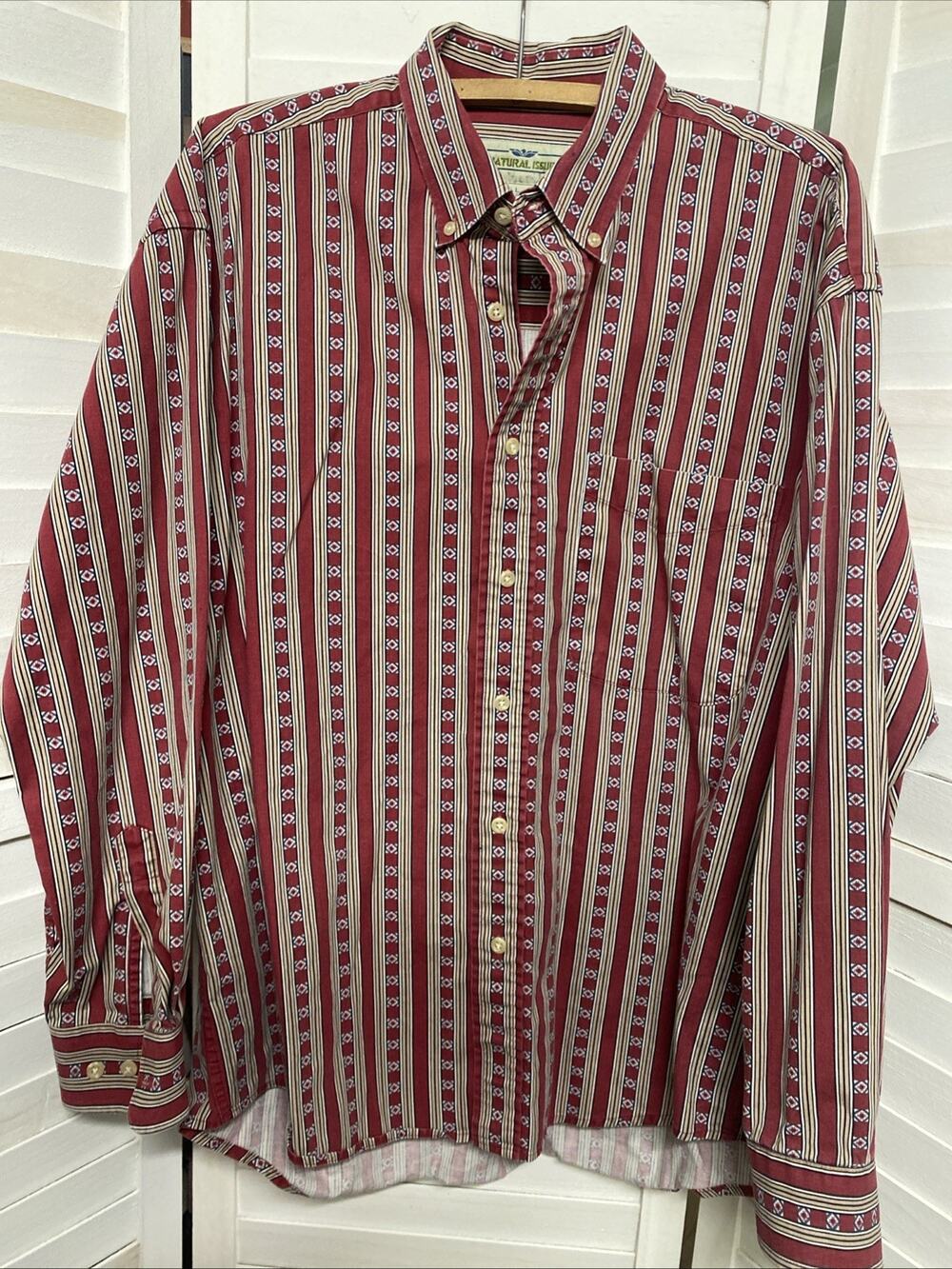 90s Natural Issue Shirt Men L Multicolor Geometric Aztec Button Down Cotton